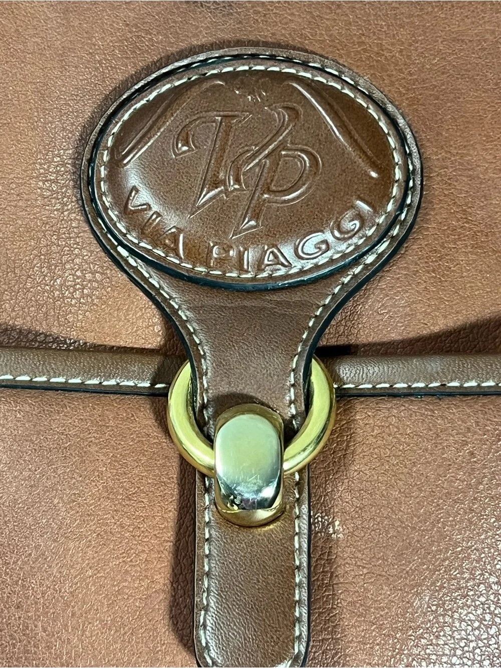 Via Piaggi Women’s Brown Satchel Top Handle Handbag Purse Vintage Style